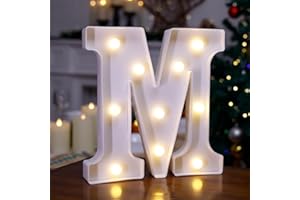 TRONSBOO LED Marquee Sign Light Up Letters, Alphabet Light Up Letters Sign, Battery Powered LED Letter Lights for Night Light, Wedding, Birthday, Party, Christmas or Home Decor (Letter M)