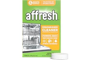 Affresh Dishwasher Cleaner, Helps Power Away Odor Causing Bacteria, Limescale, Mineral Deposits & Grime Inside Pump, Tub & Hoses, 6 Tablets, 6 Month Supply