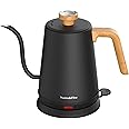 Nueve&Five Gooseneck Electric Kettle with Thermometer， Black Electric Kettle 1L with Auto Shut-Off，1000W Hot Water Kettle of Stainless Steel， Pour Over Kettle for Coffee & Tea