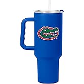 Logo Brands NCAA 40 oz Tumbler with Handle -Stainless Steel Insulated Travel Tumbler with Straw Lid – Powder Coated, Leak-Resistant, Keeps Drinks Hot/Cold – Great for Tailgating, or Everyday Use