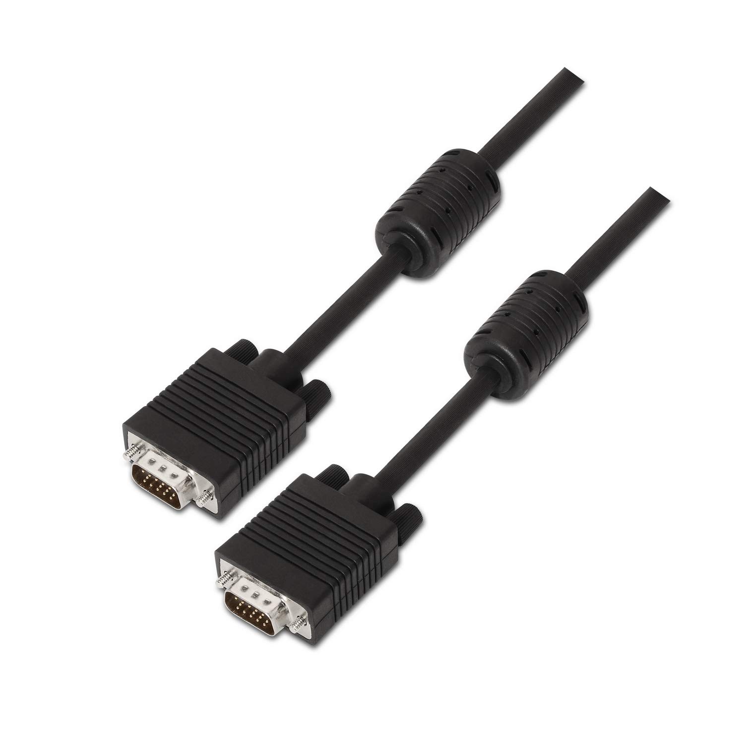 AISENS A113 – 0074 – SVGA CABLE WITH FERRITE CORES HDB15/Male, 10 M, for Monitor/TV/Projector – Black