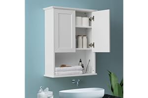 VANIRROR Bathroom Wall Cabinet Wooden Medicine Cabinet Buffering Hinge MDF Material Over Toilet Storage 23"x29" and Adjustable Shelves Cupboard Above Toilet with Large Space
