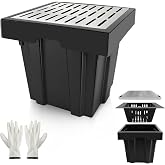 18x18x15 Inch Catch Basin with Stainless Steel Grate, Large Drainage Basin with Debris Basket, French Drain Basin Without Reserved Hole for Yard, Patio, Downspout, Commercial, Municipal Pipeline, Lawn