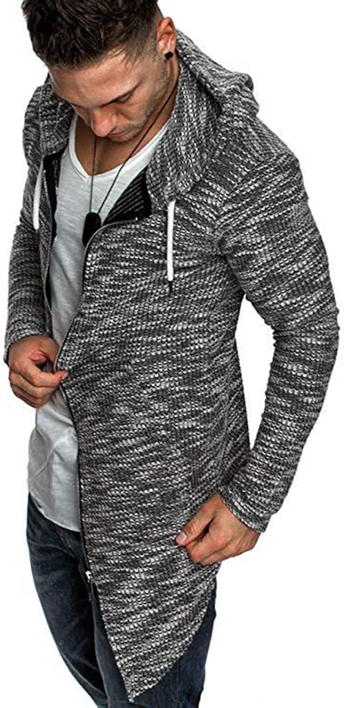 Uqiangy Mens Mid-Length Casual Slim Zipper Pocket Cardigan Sweater Hoodie Sweatshirt Plus Sizes at  Men’s Clothing store