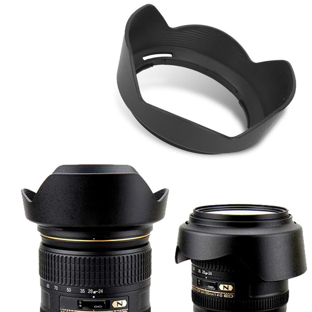 Hb-53 Hood,Lens Hood Hb-53,Hood,Hb-53 Black Plastic Mount Lens Hood For Af S 24-120Mm F 4G Ed Vr Lenses