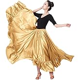 SANCAN Ruffle Long Full Folklorico Practice Mexican Bomba y Plena Dance Performance Maxi Skirt for Women Dress Up Costume