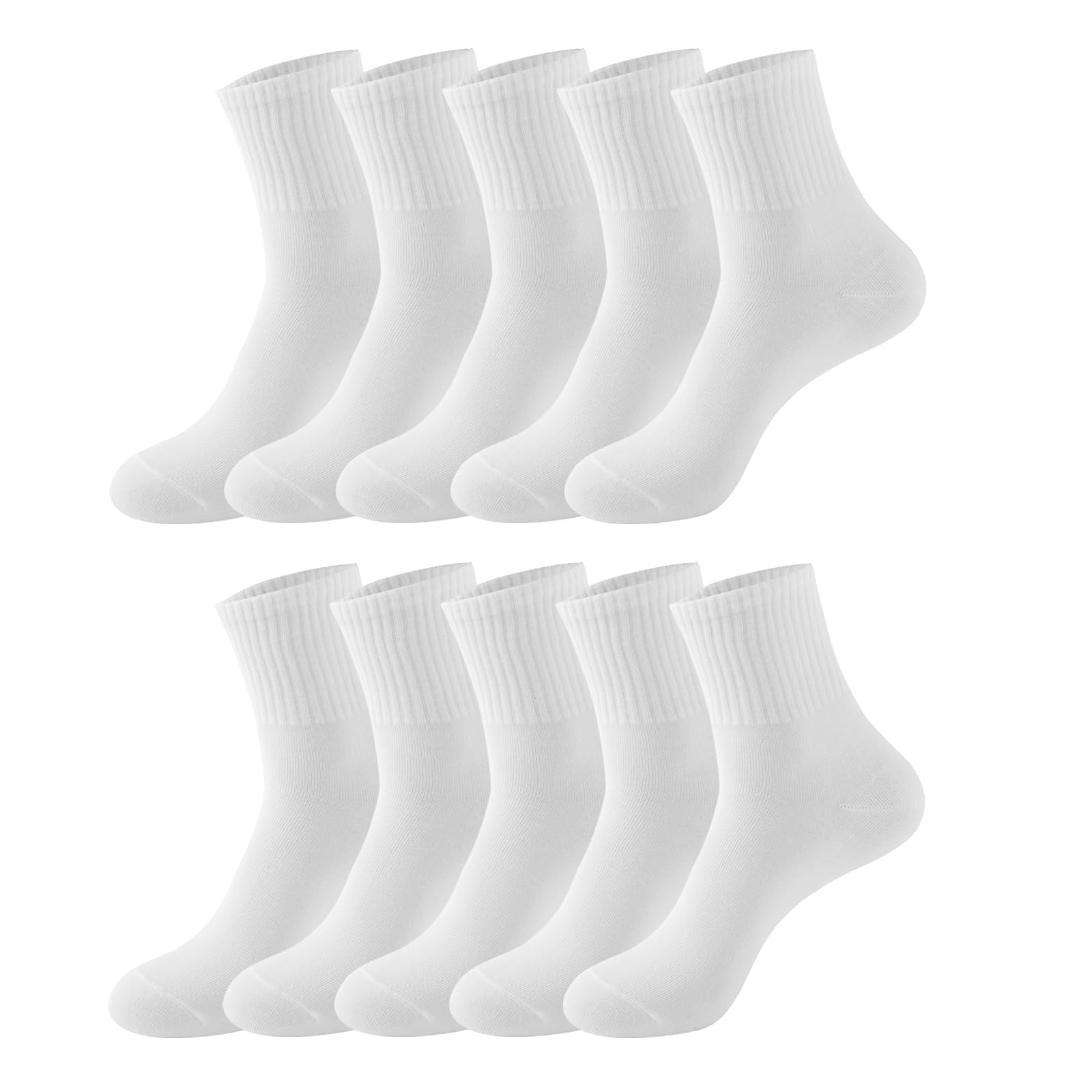 Photo 1 of 10-Pair Pack Athletic Crew Socks for Men, Soft and Breathable Mid-calf Socks Men (White 6000)