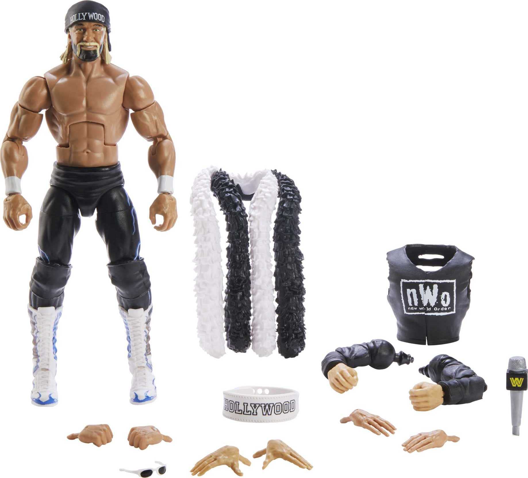 WWE Elite Action Figure WrestleMania “Hollywood” Hulk Hogan with Accessory and “Mean” Gene Okerlund Build-A-Figure Parts​, HKP12