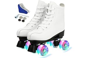 Silvertree Women's Roller Skates PU Leather High-top Roller Skates Four-Wheel Roller Skates Shiny Roller Skates with Carry Bag for Girls