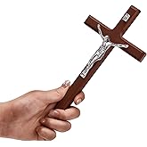 HexiangStore Baptismal gifts from parents and relatives Crucifix Wall Cross - Handmade Wood Cross Wall Decor - Catholic Crucifix - 7.8 Inch for or Tableor Wall Decor Home Decorationor