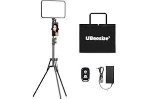 UBeesize LED Video Light Kit, Photography Lighting, 13" Studio Lights with 65" Tripod Stand and Phone Holders, Podcast Lighting for Video Recording, Make up, Live Streaming, Tiktok, YouTube