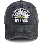 HHNLB My Favorite People Call Me Mimi Hat for Women Mom Grandma Gifts, Adjustable Embroidered Cotton Baseball Cap
