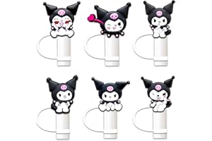 NUKUOPA 6Pcs Cartoon Straw Cover for Stanley Tumbler Cap, Silicone Straw Topper, 10mm Drinking Straw Tip Covers for Accessories (Purple)