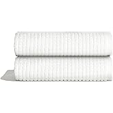 ONSEN Cotton Hand Towel — Sculpted Terry Texture, Quick-Dry, Low-Lint, Plush & Lightweight (White, 2X Hand Towel)