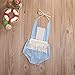 Hotone Infant Baby Girl Tassel Jean Romper Sleeveless Backless Halter Jumpsuit One-Piece (80(6-12 Months), Blue)