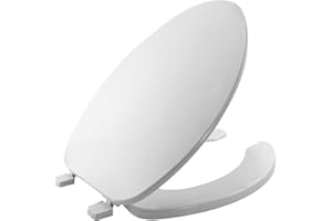 BEMIS 175 Commercial Open Front Plastic Toilet Seat, Heavy Duty Industrial Seat with Lid, Elongated, White