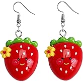 Cute Strawberry Earrings for Women Dainty Strawberry Dangle Earrings Simulated Strawberry Fruit Earrings for Women Jewelry