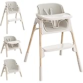 Mloong High Chair for Babies and Toddlers - Easy Clean 4-in-1 High Chair | adjustable 3-height high chair,2 position footrest,wipeable seat pad,dishwasher-safe removable tray,5-point harness