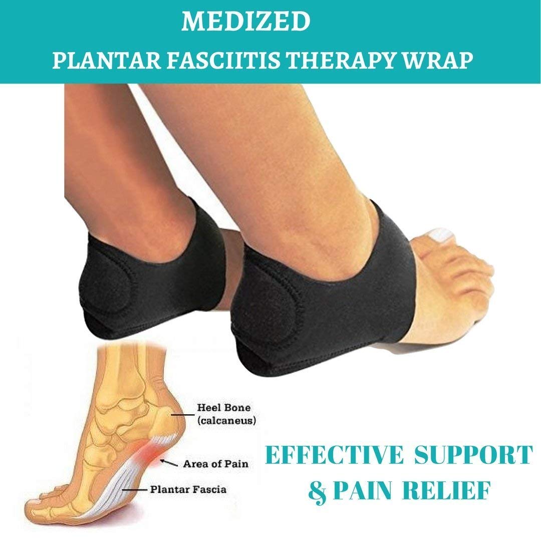 MEDIZED® Plantar Fasciitis Therapy Wrap Heel Foot Pain Arch Support Ankle Brace Insole Orthotic … (Beige Arch Sleeve and Black Heel Wrap) : Beauty