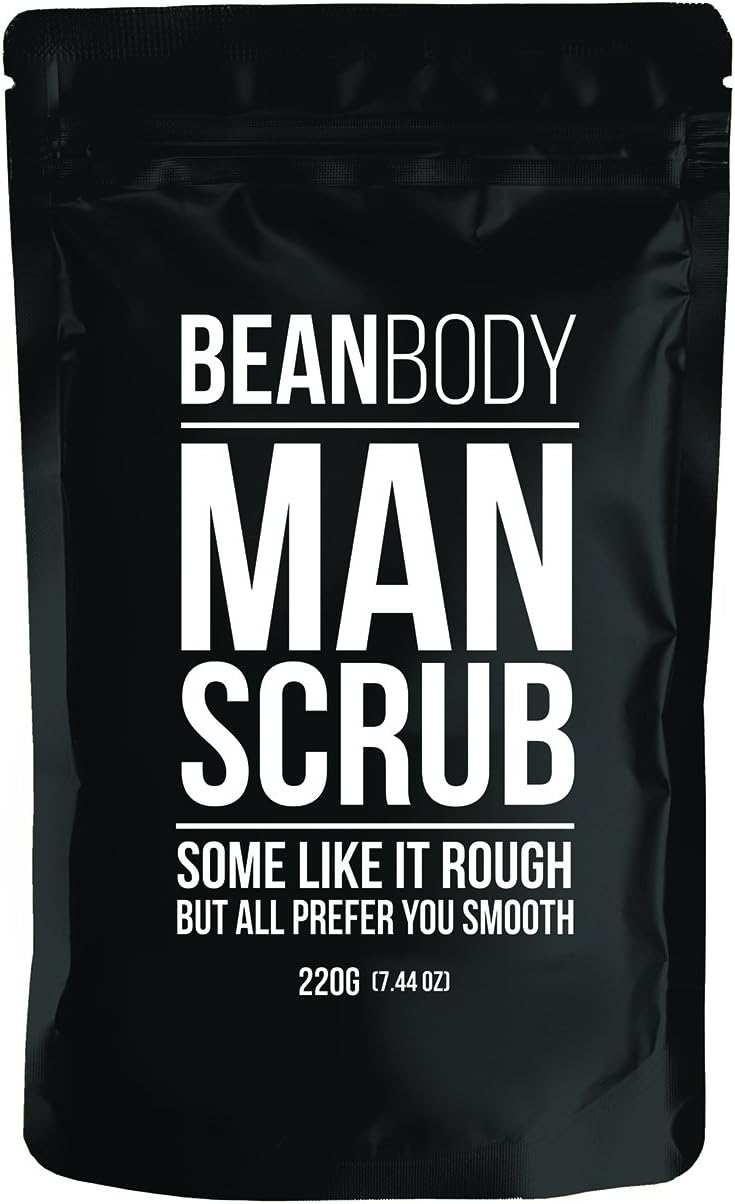 Mr. Bean Organic All Natural Coffee Bean Exfoliating Body Skin Scrub with Coconut Oil, Vitamin E, and Sea Salt - Man