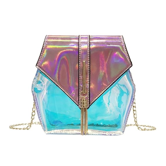 FENICAL Crossbody Bags Holographic Messenger Bag Fashion Summer Beach Bag for Woman Lady (Pink)
