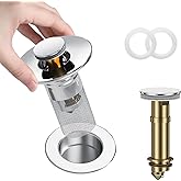 SYWUXIAN Bathroom Sink Drain Strainer,Sink Drain Strainer for Universal Replacement,Pop Up Small Bathroom Sink Stopper with Easy-Cleaning Stainless Steel Filter Basket Hair Catcher