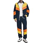 UOUA 80s Outfit Men 90s Tracksuit Costumes Halloween 70s Windbreaker Jacket Track Suit 2 Piece Hip Hop Set