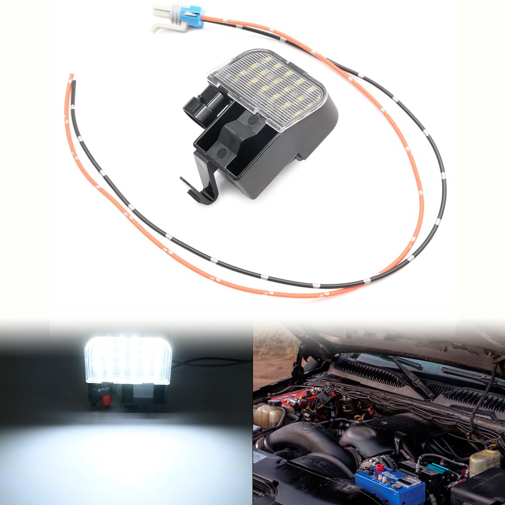 Photo 1 of LED Under Hood Light Assembly for 2003 2004 2005 2006 Chevy Silverado/GMC Sierra 1500 2500 3500 Xenon White Led Hood Engine Compartment Lamp Kit with Harness OEM GM 12450086 5722759
