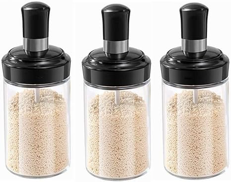 Amazon Zhiyangmaoyi 砂糖 容器 砂糖入れ 塩 容器 スパイスボトル 調味料入れ 耐熱ガラス 調味料 容器 3個セット 調味料入れ オンライン通販