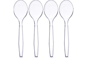 ZEML 50 Medium-Weight Disposable Plastic Soup Spoons - Clear