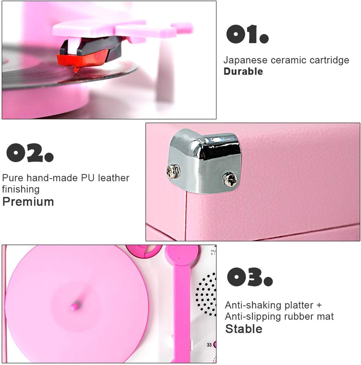 Record Player, Portable Mini Suitcase Turntable for 7 Inch Vinyl Record ...