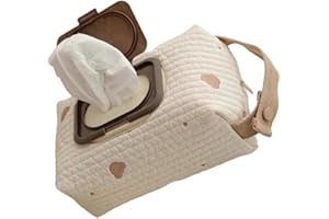 CykTxei 1 Pcs Diaper Bag Organizer, Reusable Washable Baby Wipes & Diaper Pouch with Handle, Embroidery Bear Pattern Storage 