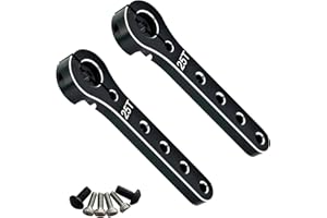 YijiaLink 2pcs Aluminum 25T Servo Horn 56mm M2.5 Thread Metal 25 Teeth Extension Steering Servo Arm Compatible with 30-100CC Balsa Airplanes RC Plane Helicopter Car (Black)