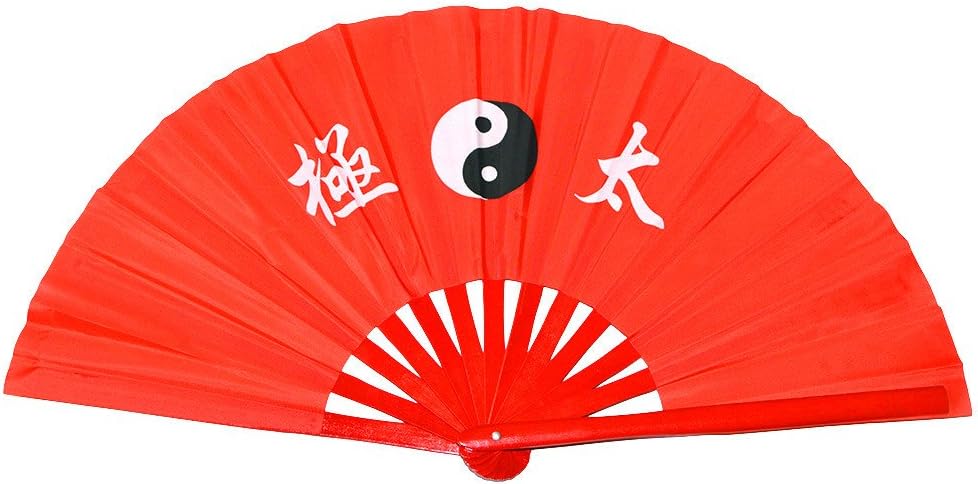 Medifier Chinese Kung Fu Tai Chi Fan Arts Dance/Practice Performance Bamboo Folding Fan Taichi worlds Red background