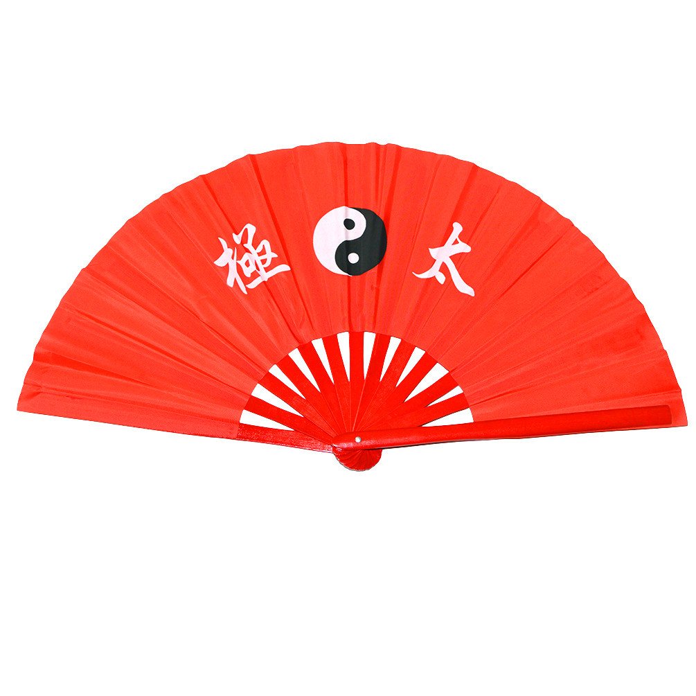 Medifier Chinese Kung Fu Tai Chi Fan Arts Dance/Practice Performance Bamboo Folding Fan Taichi worlds Red background