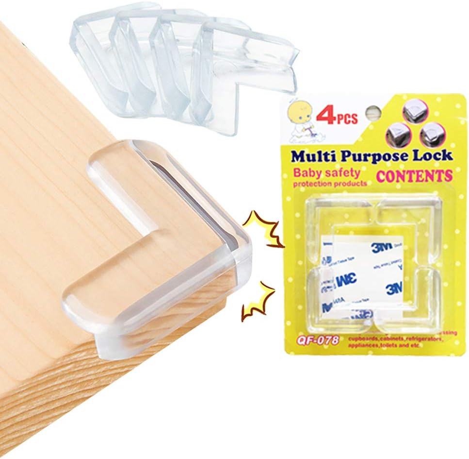 Lokinly Corner Protector Baby Proofing Corner Guards for Kids Child Proof Corner Covers for Furniture with High-Power Adhesive Triangle Shaped (4 Pack)