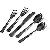 KINGSTONE Silverware Set for 8, 40-Piece Forged 18/10 Stainless Steel Flatware Set, Mirror Finish Cutlery Set Dishwasher Safe for Home, Restaurant, Wedding, Party,Black