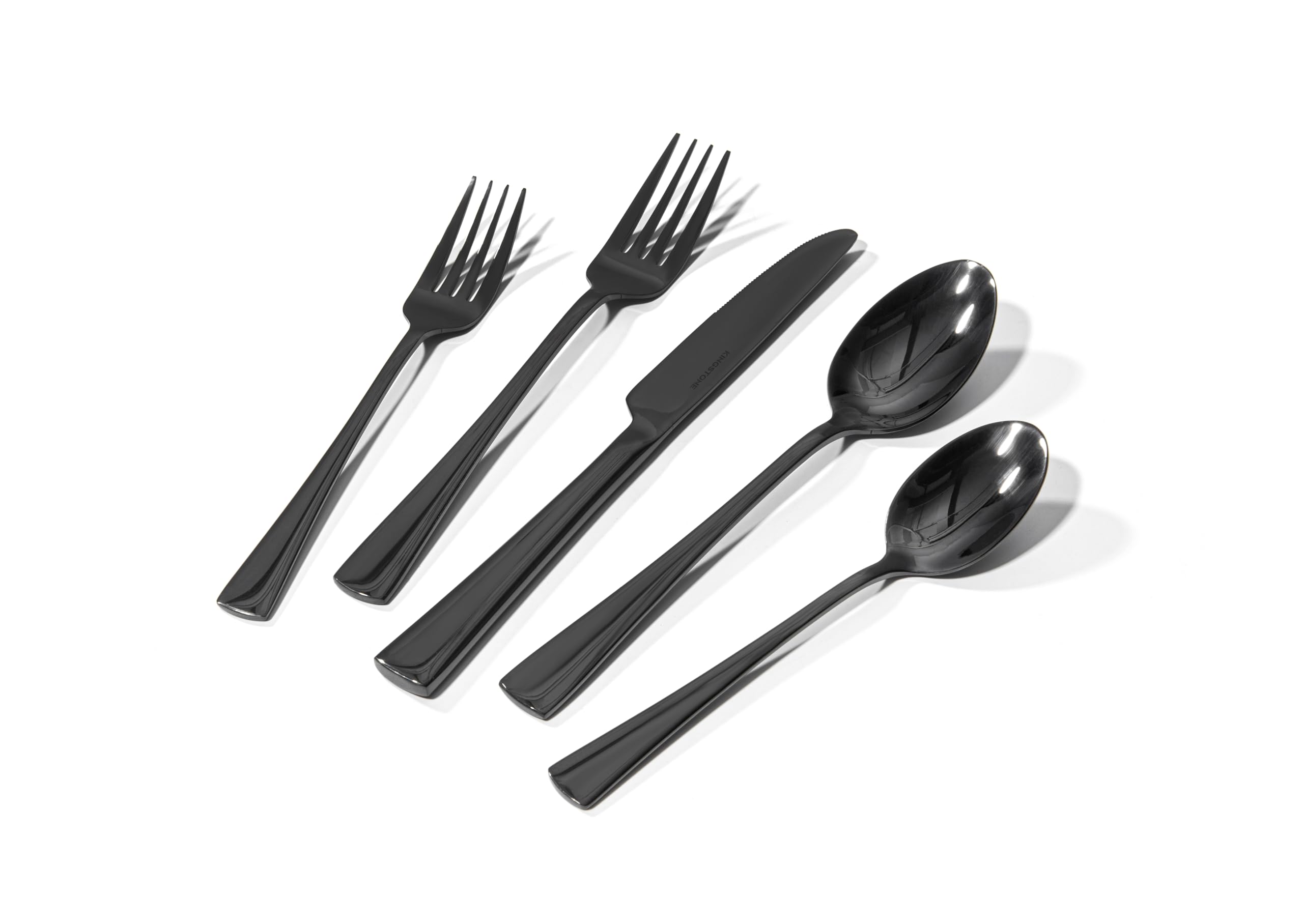 KINGSTONE Silverware Set for 8, 40-Piece Forged 18/10 Stainless Steel Flatware Set, Mirror Finish Cutlery Set Dishwasher Safe for Home, Restaurant, Wedding, Party,Black Image