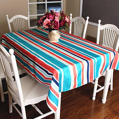 RGX Tablecloth Rectangular Polyester Waterproof Table Cover Strip Pattern Dust-Proof Table Cover for Kitchen Dinning Parties Wedding Tabletop Linen Decor and Picnics. (Rectangle/Oblong, 51 x 87 Inch