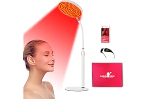 Akarishin Red Light Therapy Lamp for Face- Facial and Body Treatment with Adjustable Height Stand, 120 LEDs, 590nm, 660nm, 660nm+940nm - Alleviate Muscle Soreness, Skin Vitality