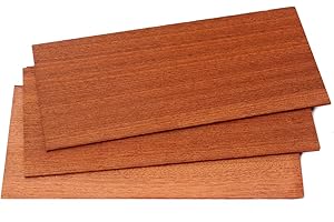 OGDNI Guitar Veneer,3Pcs Wood Guitar Headplate Head Veneer for Guitar Luthiers Replacement Parts (sapele)