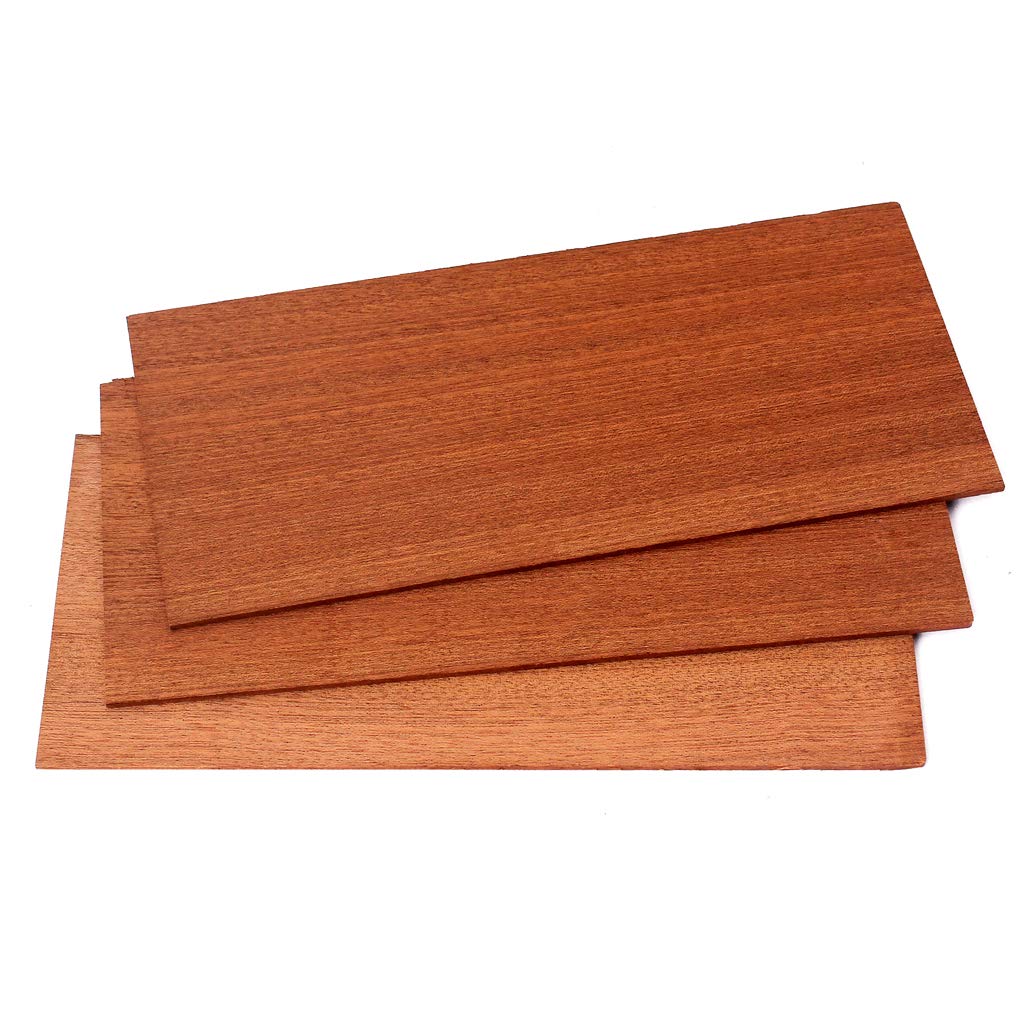 Alnicov Guitar Veneer, 3Pcs Sapele Wood Guitar Head Veneer Shell Sheet Headplate Replacement