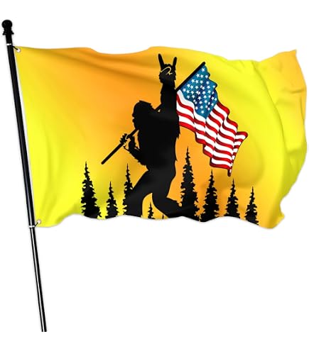 LUCKGEEY Bigfoot Flagge 1,2x1,8 M – Lebendige Farben, Doppelt Genähte Ränder, Mit 2 Messingösen