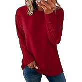 OFEEFAN Long Sleeve Shirts for Womens Fall Fashion 2026 Crewneck Oversized Sweatshirt Tunic Tops to Wear with Leggings