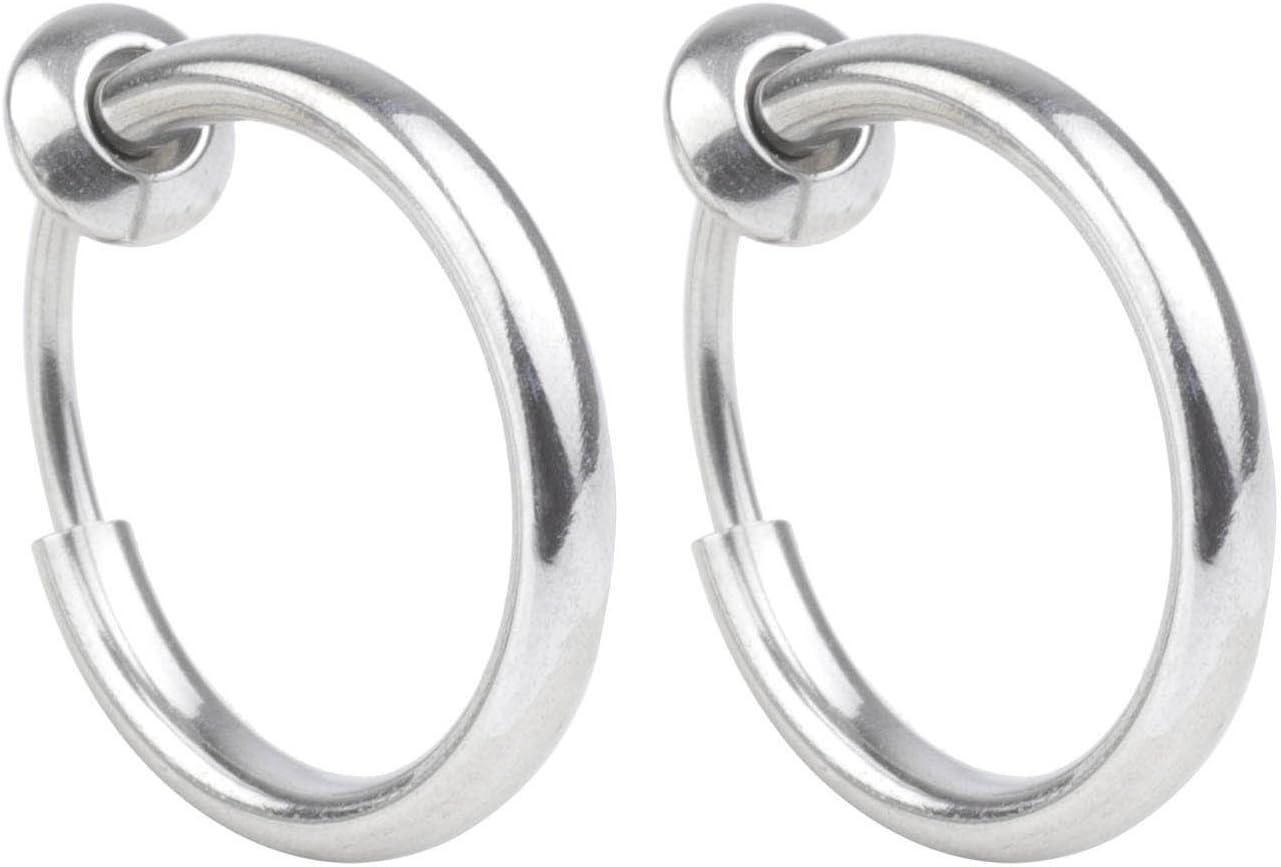 FB 16G Surgical Stainless Non-Piercing Earrings Spring Hoop Earrings Fake Nose Ring Piercing Jewelry……