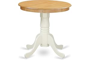 East West Furniture EMT-OLW-TP Eden Dining Room Table - a Round kitchen Table Top with Pedestal Base, 30x30 Inch, Oak & Linen White