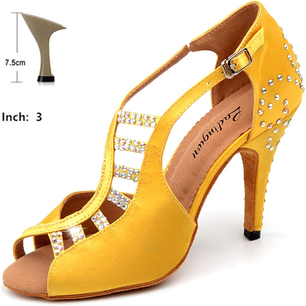 HOAPL Latin Dance Shoes Salsa Women Yellow Black Unique Design
