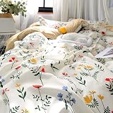 Loussiesd Floral Duvet Cover Set Kids Girls Women Yellow Flowers view 2