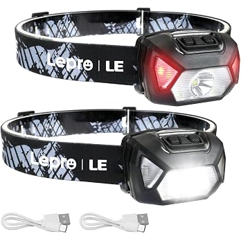Lepro LE Headlamp Rechargeable, LED Head Lamp with 6 Modes for Camping & Hiking Gear Essentials, IPX4 Waterproof High Lumen B