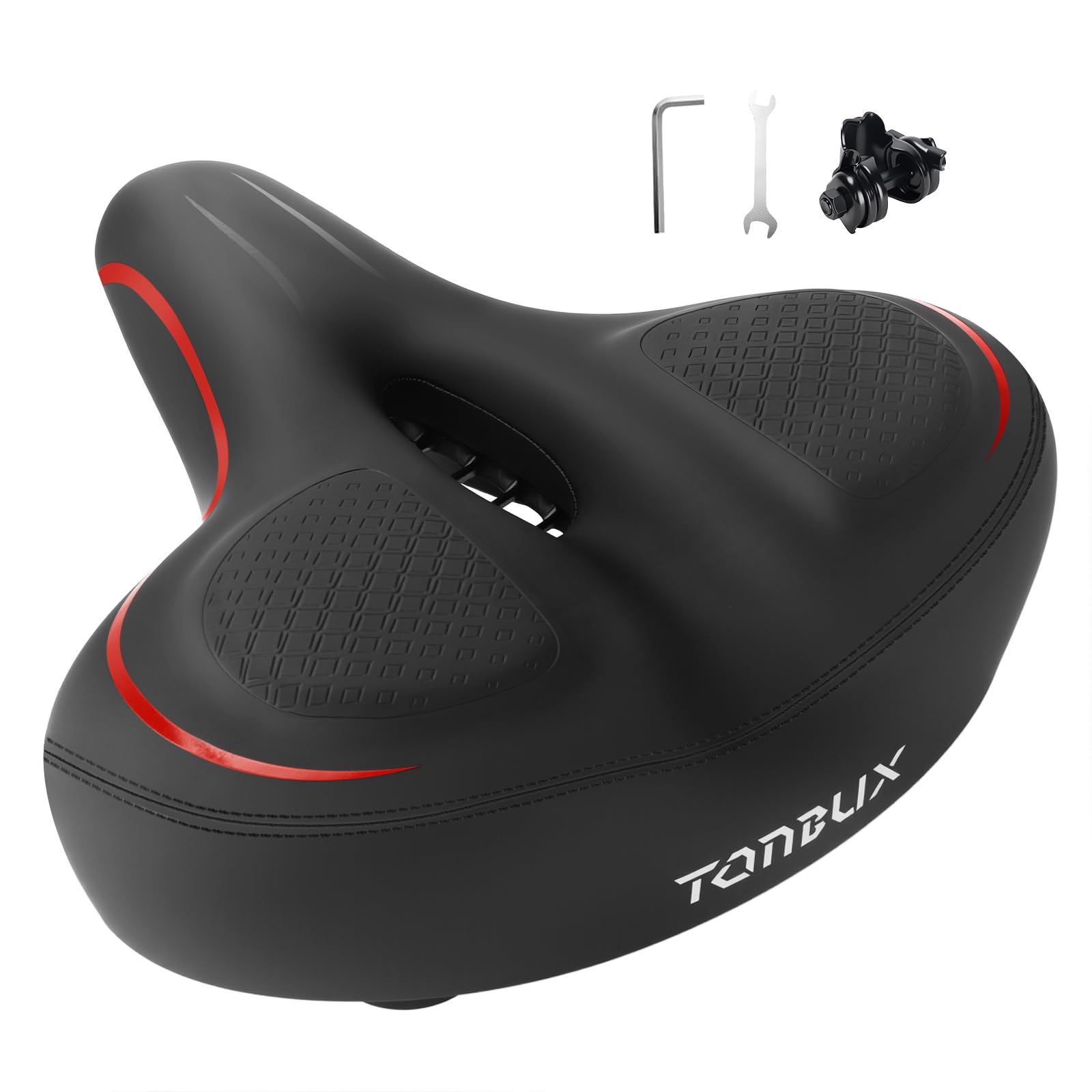 TONBUX Oversized Bike Seat for Men Women Comfort, Bicycle Seat Replacement with Wide Cushion, Breathable Waterproof Bike Saddle Pad, Universal Fit for Peloton/Exercise/Road/Cruiser/Mountain Bikes